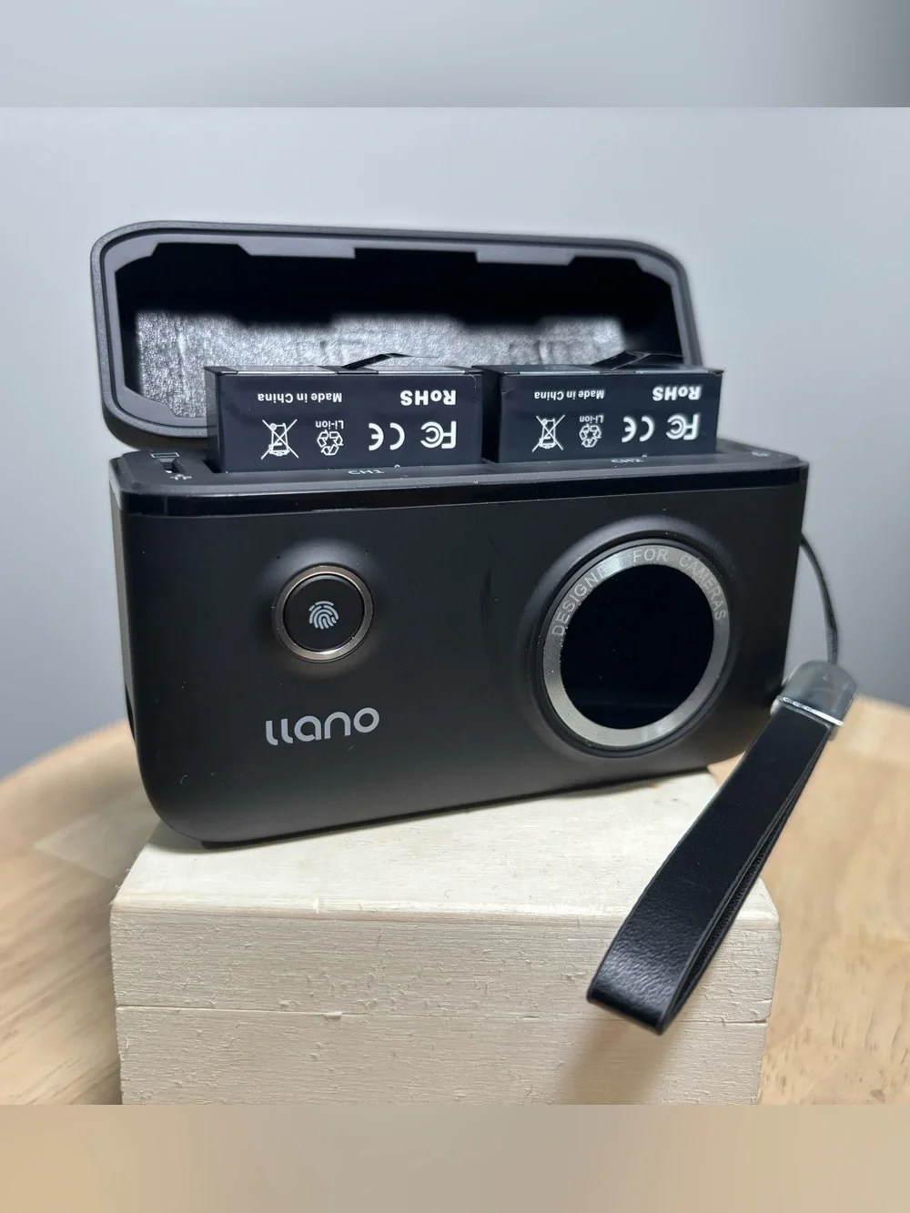 Milano Black Dual Camera Battery Charger with Wrist Strap